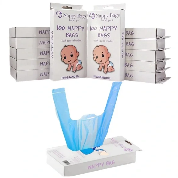 NEW 1200 Baby Disposable Diaper Nappy Waste Scented Baby Powder Bags Tie Handle - Picture 7 of 7